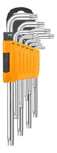 Juego Llaves Allen Estrella Torx 9 Piezas Ingco Hhk13092 Color Plateado