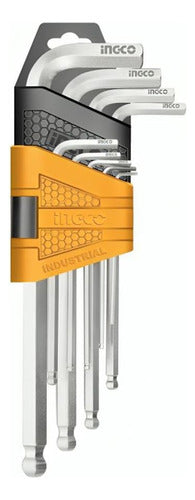 Set De 9 Llaves Allen Ingco Color Plateado