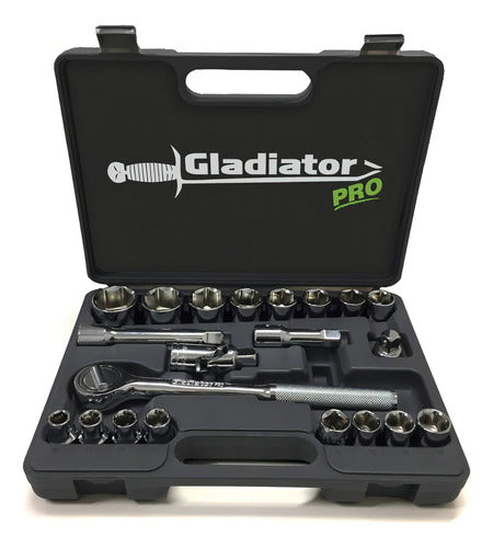 Juego De Tubo, Llave Crique Métrico Gladiator Pro - Jt8211/2 Color Plateado