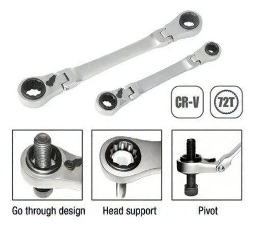 Llave Punta Corona Con Chicharra Flexible 8 En 1 Tactix