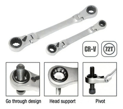 Llave Punta Corona Con Chicharra Flexible 8 En 1 Tactix