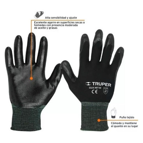Guantes Nylon Con Nitrilo Truper Recubierto Grande # Gu-123.