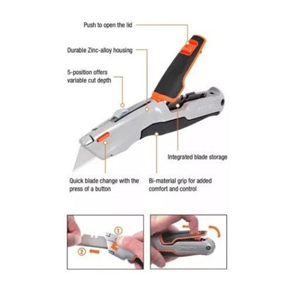 Cuchillo Cartonero Retractil  Robusto Metalico Tactix
