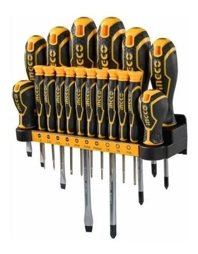 Set Destornilladores 18 Piezas Industrial Ingco