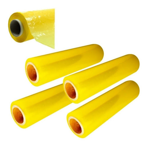 Film Amarillo Para Embalaje Rollo 300 Mts Strech 4 Unidades