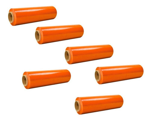 Film Naranja Para Embalaje Rollo 300 Mts Strech 6 Unidades