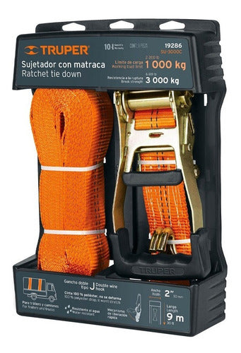Eslinga Con Carraca Truper 9 Mt X 2'' Carga Máxima 3.000 Kg