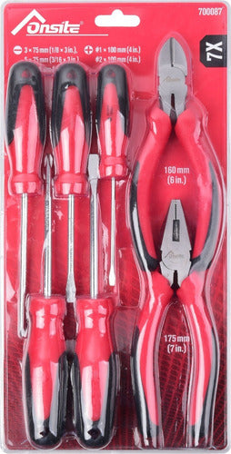 Set Destornilladores Alicates Multiuso Offset 7 Piezas