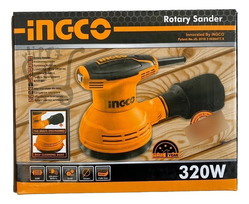 Ingco Industrial Rs3208 Naranja 50hz/60hz Lijadora Roto Orbital Industrial 320w + 5 Lijas