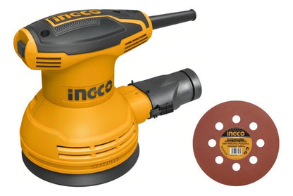 Ingco Industrial Rs3208 Naranja 50hz/60hz Lijadora Roto Orbital Industrial 320w + 5 Lijas