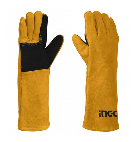 Guante Soldador Amarillo Largo 16  Serraje-vacuno Ingco