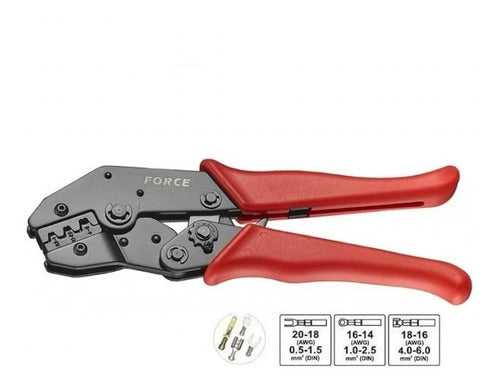 Alicate Apreta Terminales Electricas Force 6803