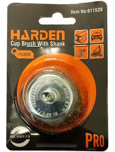 Escobilla Redonda Taladro Copa 75mm Alambre Harden