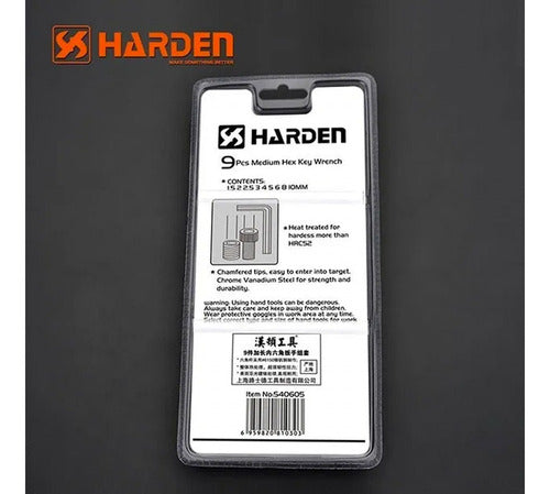Set Llaves Allen Hexagonal 9 Piezas Harden 1,5 Mm - 10mm