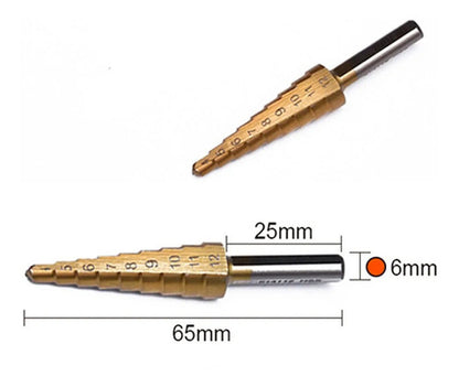 Broca Conica Escalonada De 4 A 12 Mm Hss Paso A Paso Harden
