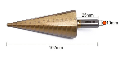 Broca Conica Escalonada De 4 A 32 Mm Hss Paso A Paso Harden