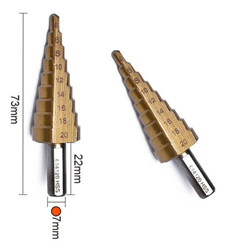 Broca Conica Escalonada De 4 A 20 Mm Hss Paso A Paso Harden