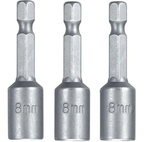 Adaptador Atornillador 8mm Dado Magnético 3 Piezas Harden