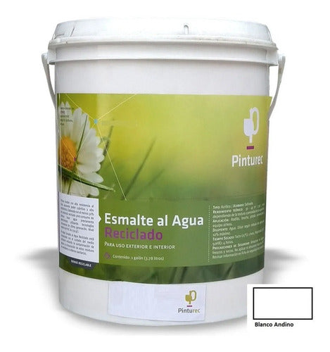 Esmalte Agua Reciclado Pinturec Sin Brillo Blanco Andino 1g