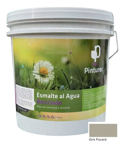 Esmalte Al Agua Reciclado Pinturec Gris Pucará 4 Galones