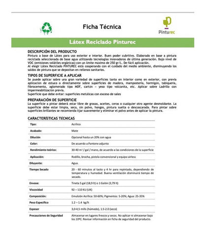 Latex Reciclado Pinturec Extracubriente Gris Piedra 1 Galon