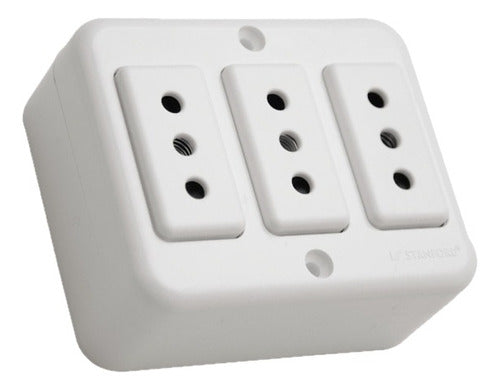 Casquete Sobrepuesto Enchufe Hembra Triple 10a 2unds