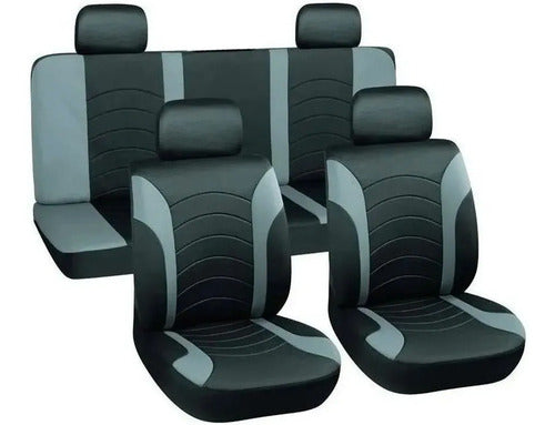 Funda Cubre Asiento Gris Con Negro Acolchado Simple
