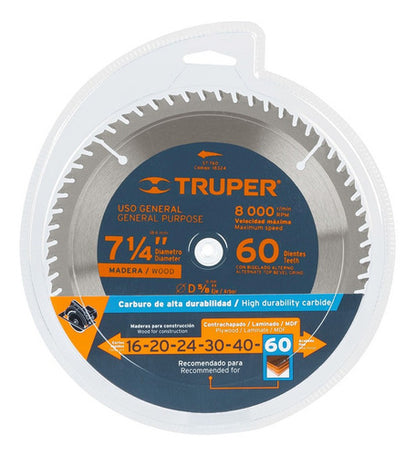 Sierra Circular Truper P/madera 7.1/4 X 60 Dts.