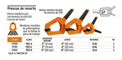 Prensa De Resorte Truper Fijacion Rapida 6¨x 150mm