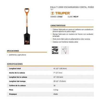 Pala Truper Jardin M/madera Puno Y