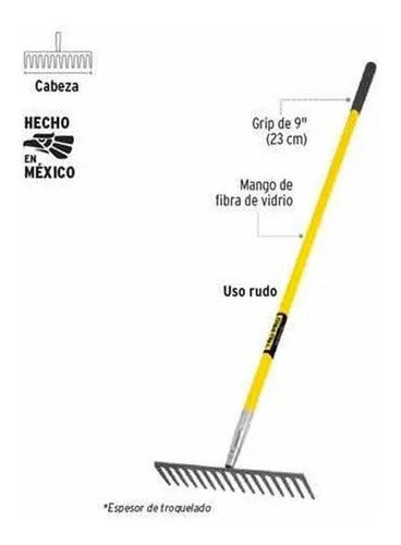 Pala Rastrillo 16 Ganchos Cabeza Acero Mango Fibra Truper