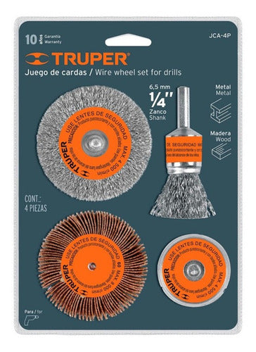 Escobilla Acero Truper P/taladro Jgo.4 Pzas.