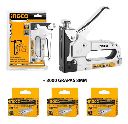 Engrapadora Tapicera Ajustable Ingco + 3000 Grapas