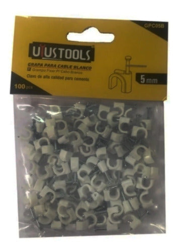 Grapa Para Cable Blanco 5mm 100 Pcs/set Uyu 1 Und