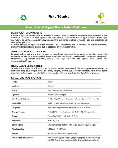 Esmalte Al Agua Pinturec Satinado Naranjo Peumo 4g