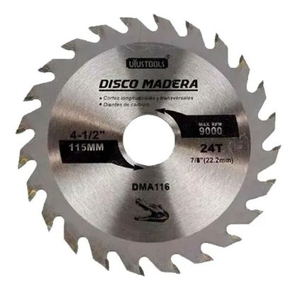 Disco De Madera Para Esmeril 115 Mm 24 Dientes Uyustools