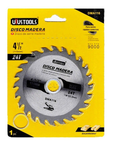 Disco De Madera Para Esmeril 115 Mm 24 Dientes Uyustools