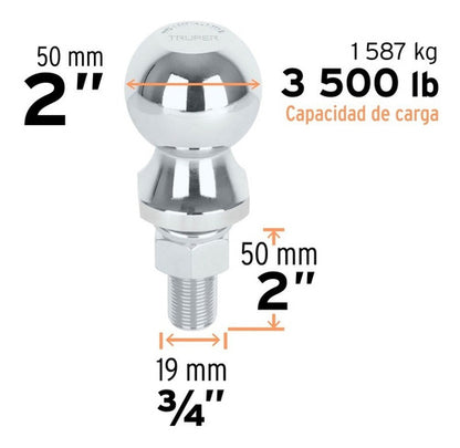 Pack Bola De Arrastre 2 PuLG 3500lb Y Acoplador Para Bola-35