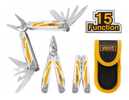 Alicate Multifuncional 15 En 1 Con Funda Ingco Hfmft0115