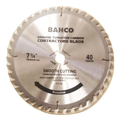 Sierra Circular 7-1/4´´ 40 Dientes Bahco Eje 5/8´´