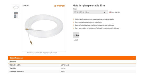 Guia P/electricista Truper De Nylon 30 Mt Gny-30