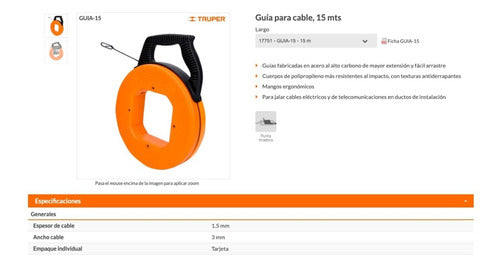 Guia Para Electricista Carrete 15 Mt Truper