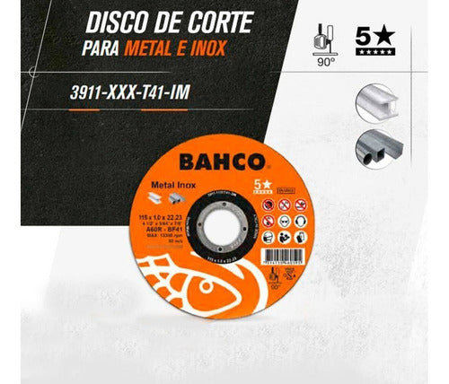 Pack 10 Discos De Corte Bahco 4 1/2 X 1mm Inox Made In Italy