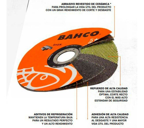 Pack 10 Discos De Corte Bahco 4 1/2 X 1mm Inox Made In Italy
