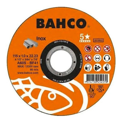 Pack 10 Discos De Corte Bahco 4 1/2 X 1mm Inox Made In Italy