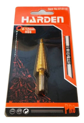 Broca Conica Escalonada  De 4 A 12 Mm Hss Paso A Paso Harden