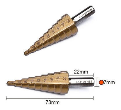 Broca Conica Escalonada  De 4 A 20 Mm Hss Paso A Paso Harden
