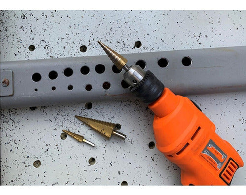 Broca Conica Escalonada  De 4 A 32 Mm Hss Paso A Paso Harden