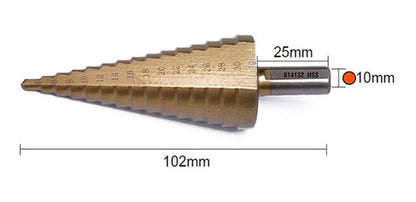 Broca Conica Escalonada  De 4 A 32 Mm Hss Paso A Paso Harden