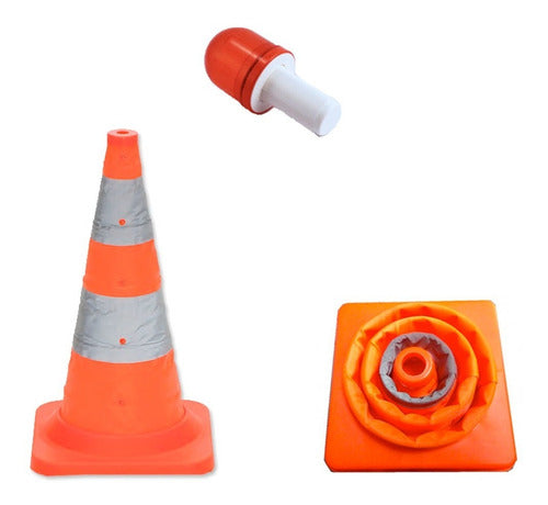 Cono De Tráfico Retractil Naranja Baliza Led Intermitent 11¨